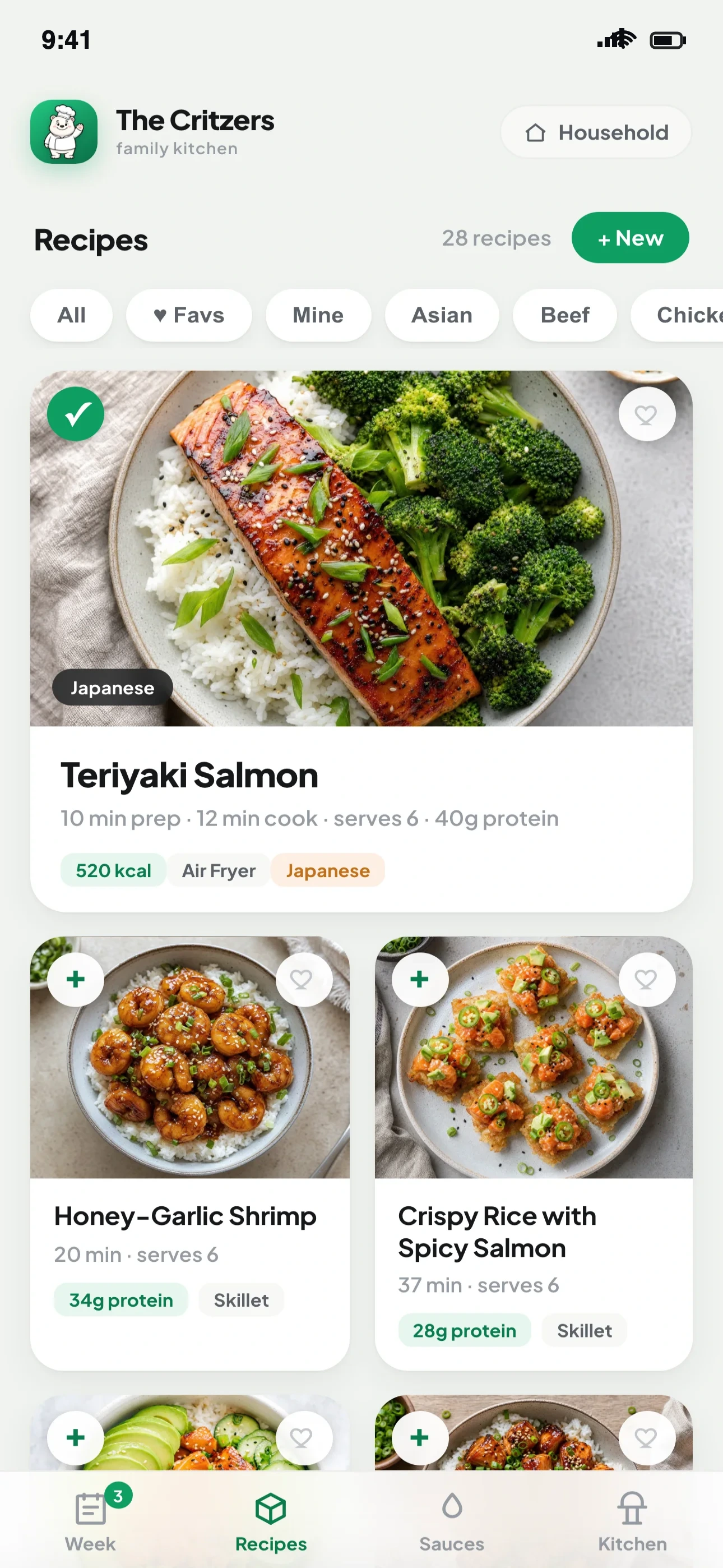 Supper Bear dinner recipe collection with photos on iPhone